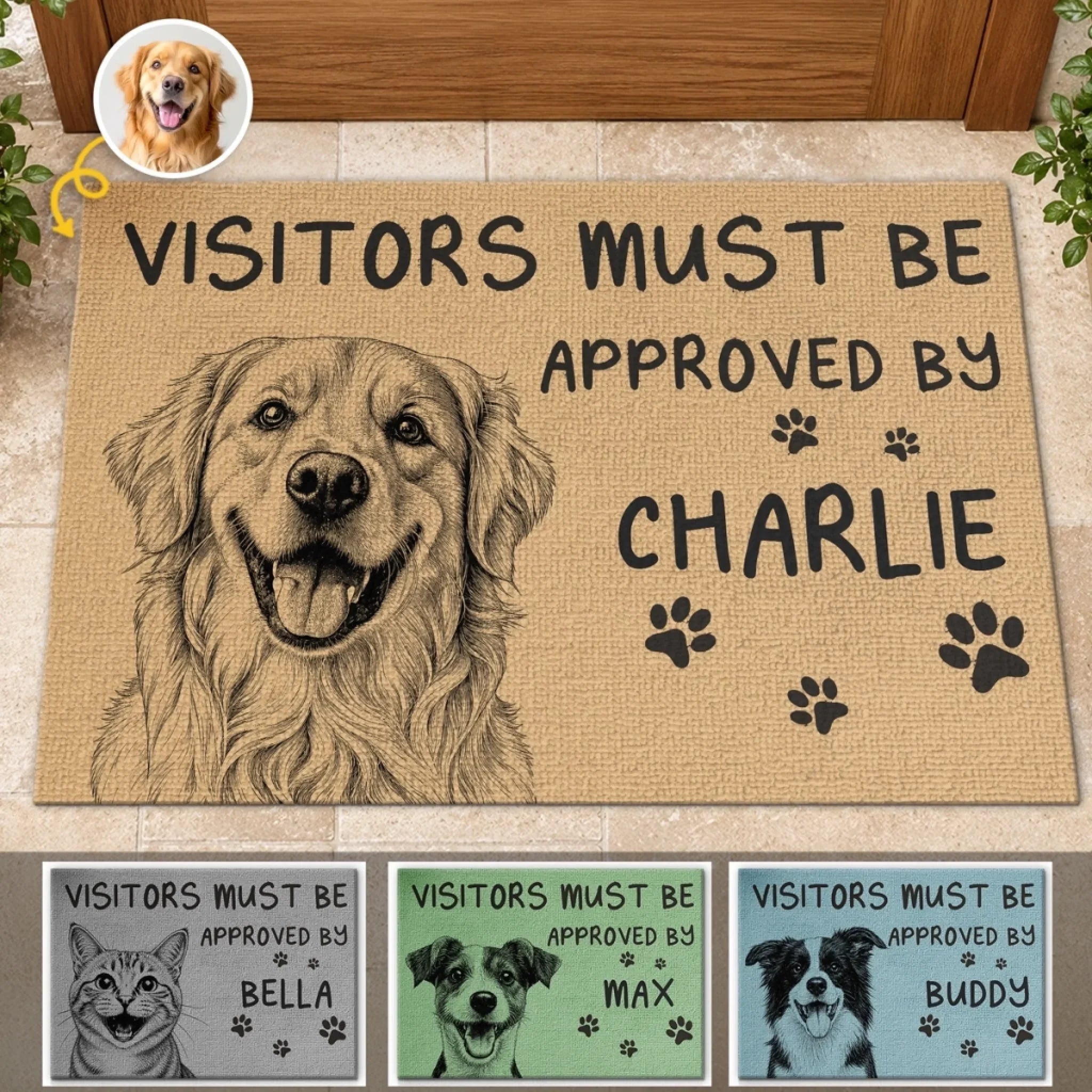 Personalized Photo Home Decor Decorative Mat - Personalized Birthday Gifts For Dog Cat Lovers, Dog Dad And Mom, Cat Owners - Welcome To Our Pawfect Home