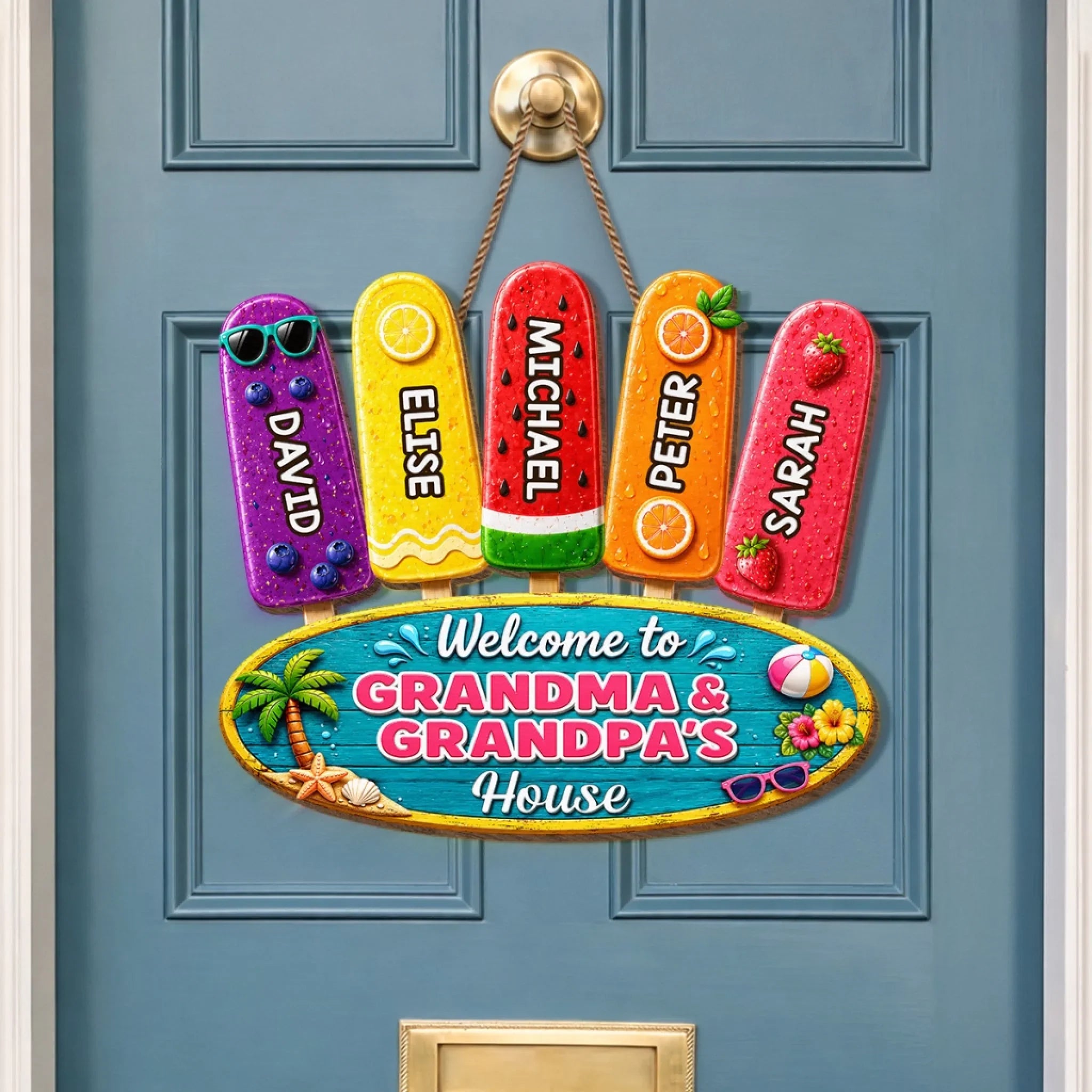 Custom Poolside Wood Sign - Personalized Summer Vacation And Travel Gifts For Grandma, Grandpa - Family Fun Starts Here