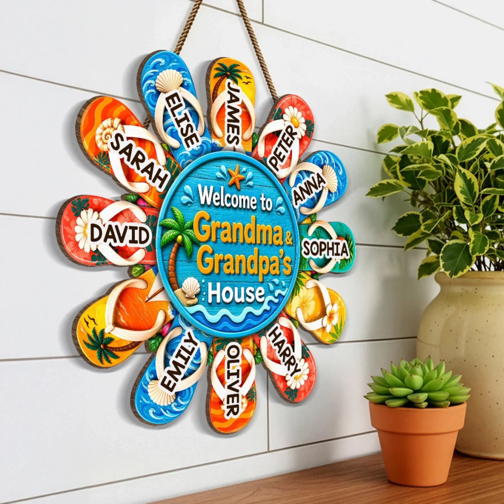Custom Poolside Wood Sign - Personalized Summer Vacation And Travel Gifts For Grandma, Grandpa - Sun Splash Together