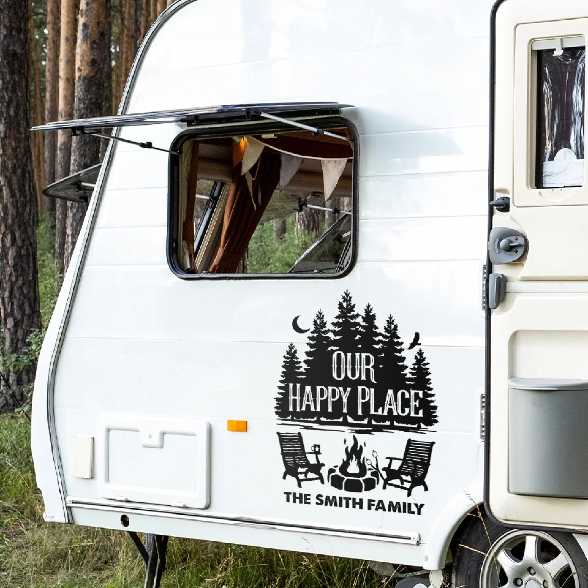 Custom RV Decal - Personalized Birthday Camping Gifts For Campers - Our Happy Place