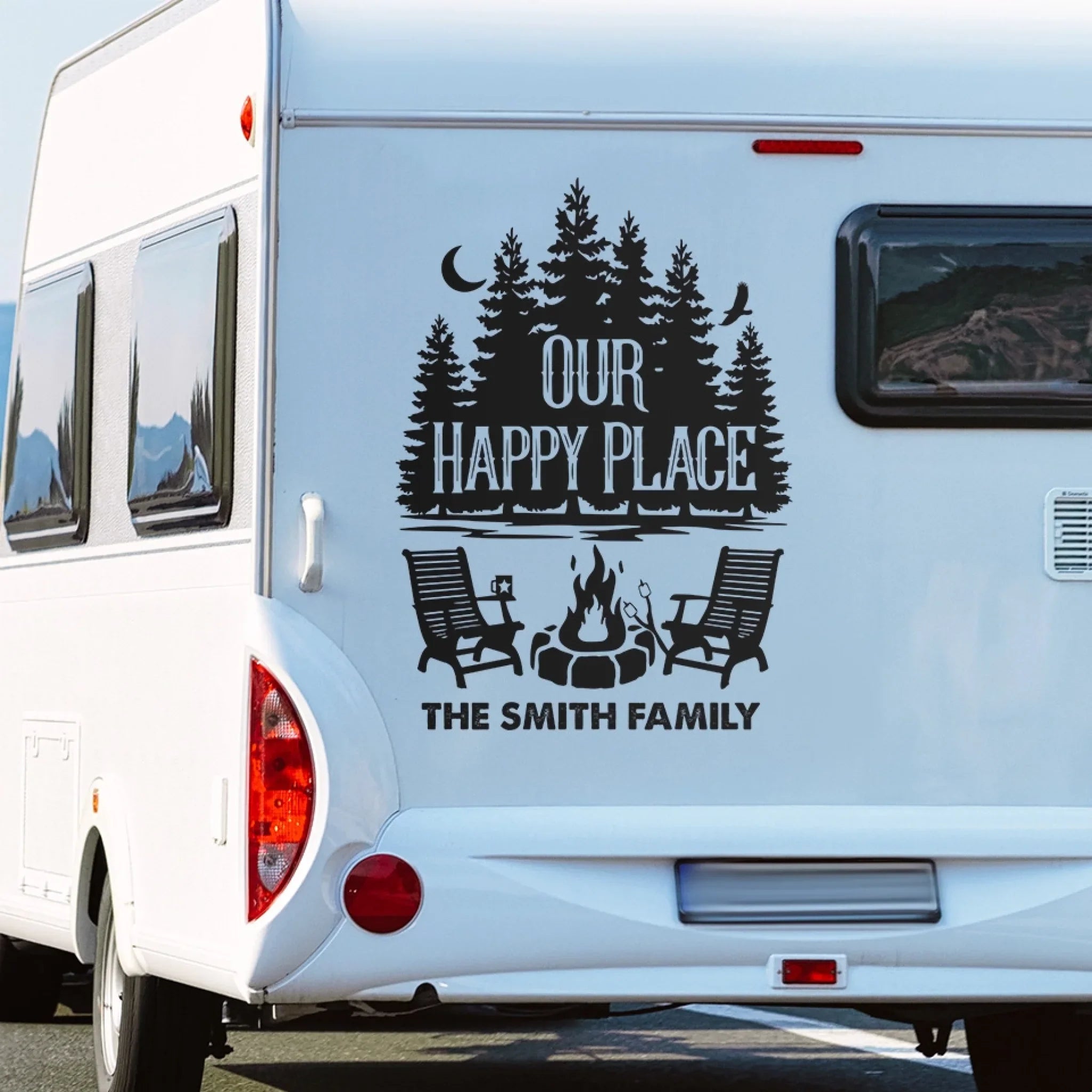 Custom RV Decal - Personalized Birthday Camping Gifts For Campers - Our Happy Place