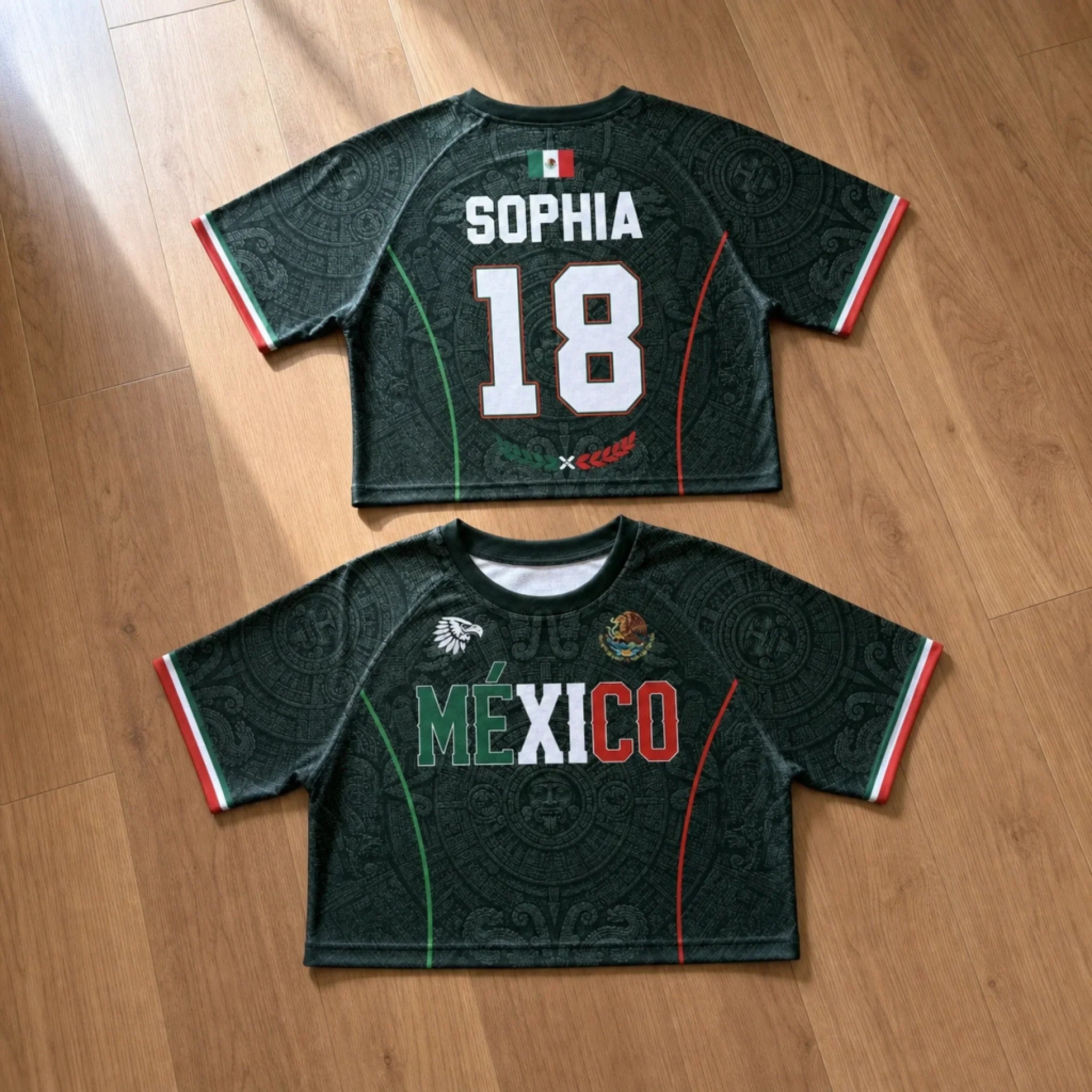 Custom Women's Mexico World Football Jersey Crop Tee - Personalized Birthday Gifts For Football Lovers, Sports Fans, Sports Lovers - Top Bins Or Nothing, Coach