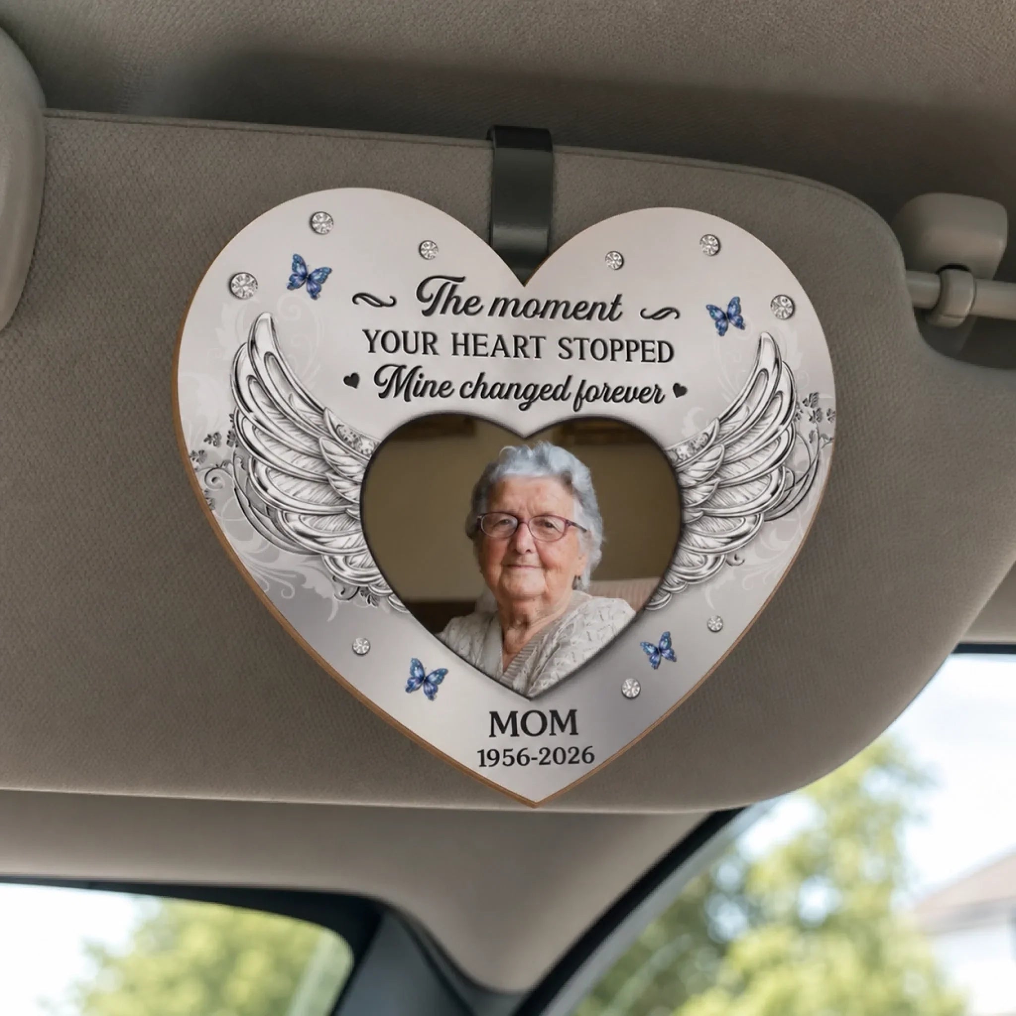 Custom Car Visor Clip - Personalized Memorial Sympathy Gifts For Loss Of Mom, Dad - Loved More Than Ever