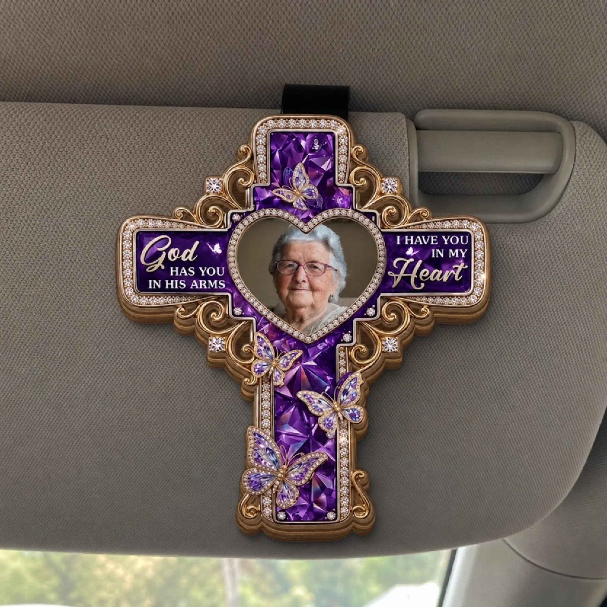 Custom Car Visor Clip - Personalized Memorial Sympathy Gifts For Loss Of Mom, Dad - Forever Loved Beyond Words