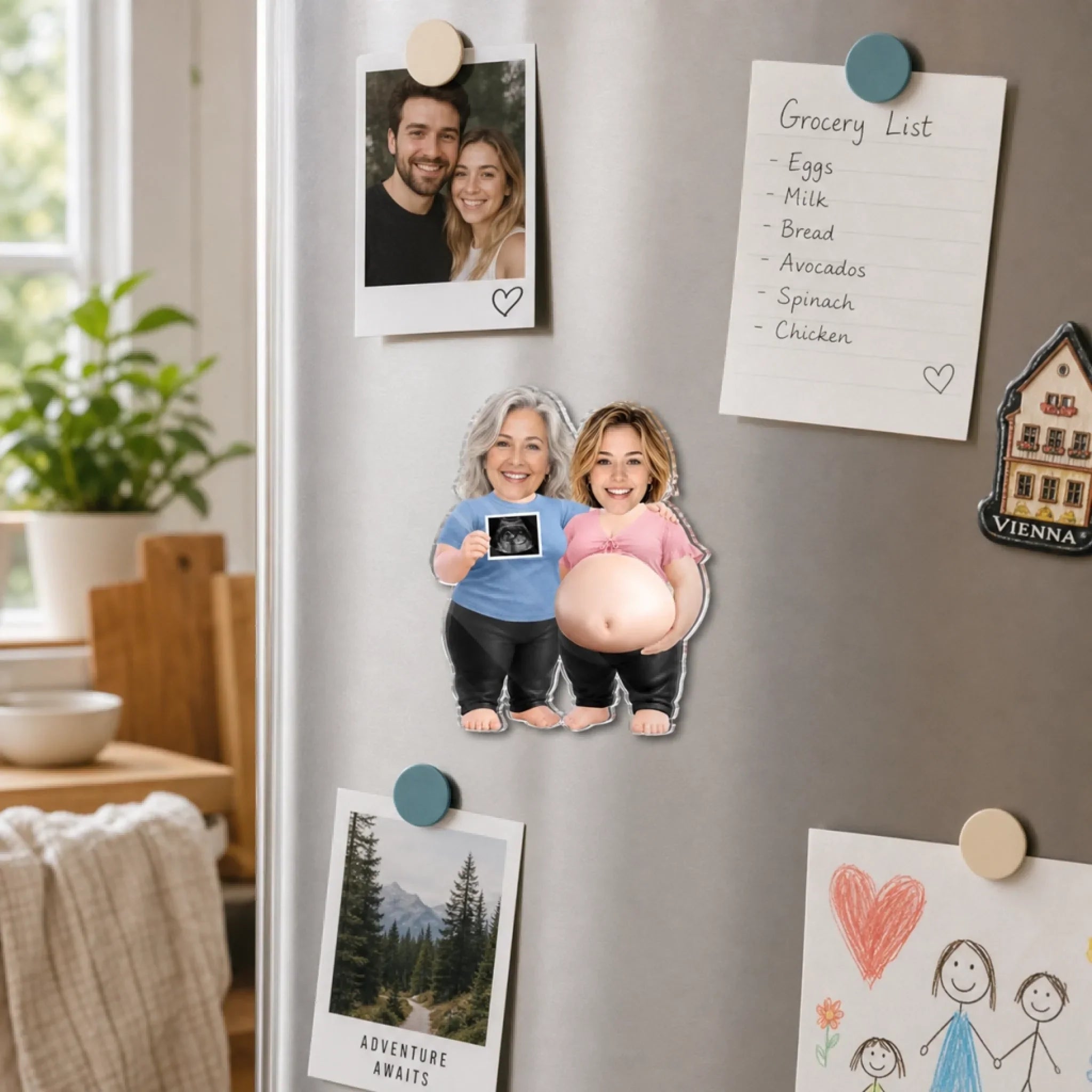 Custom Photo Squishy Acrylic Fridge Magnet - Personalized Baby Shower, Gender Reveal Gifts For New Moms, New Parents - Sweet Ultrasound, Squishy Tummy