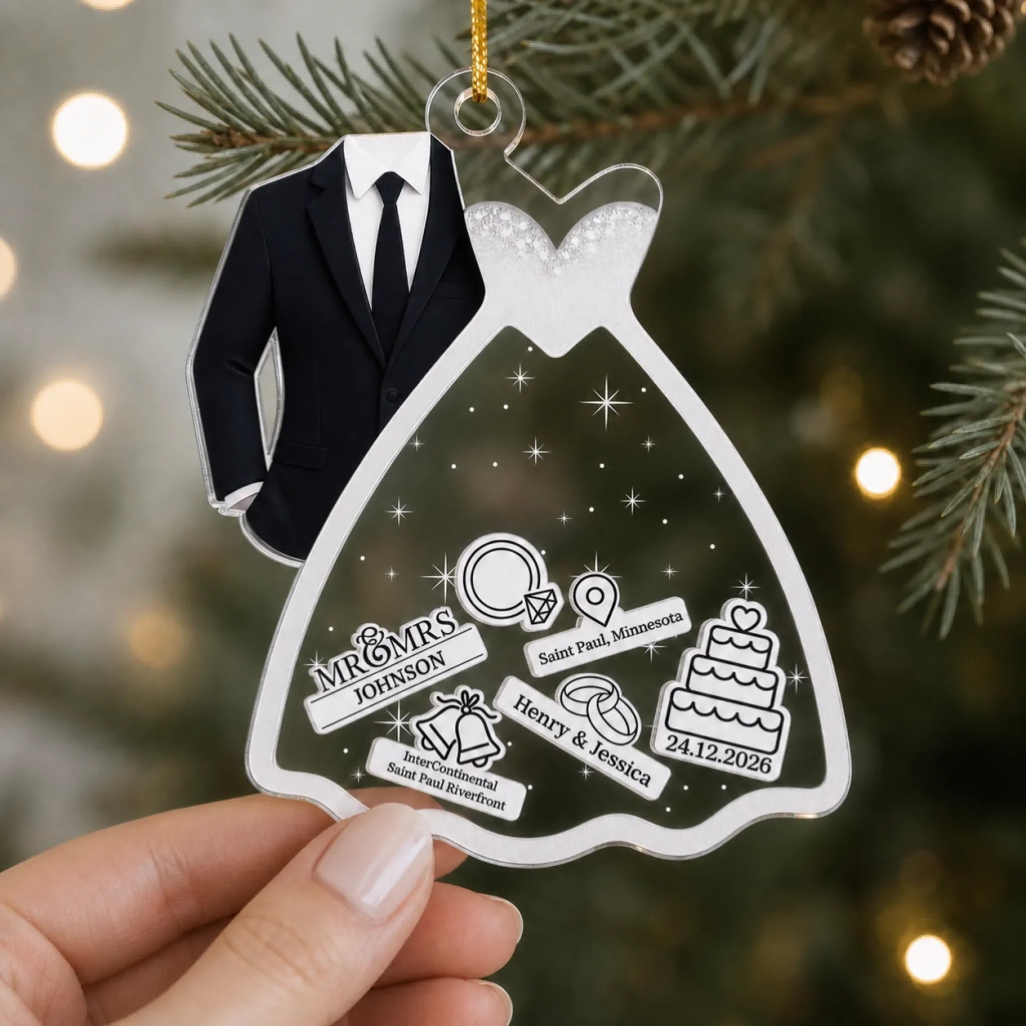 Custom 3 Layers Shaker Ornament - Personalized Anniversary Christmas Wedding Gifts For Husband And Wife, Him And Her - Making Memories Together