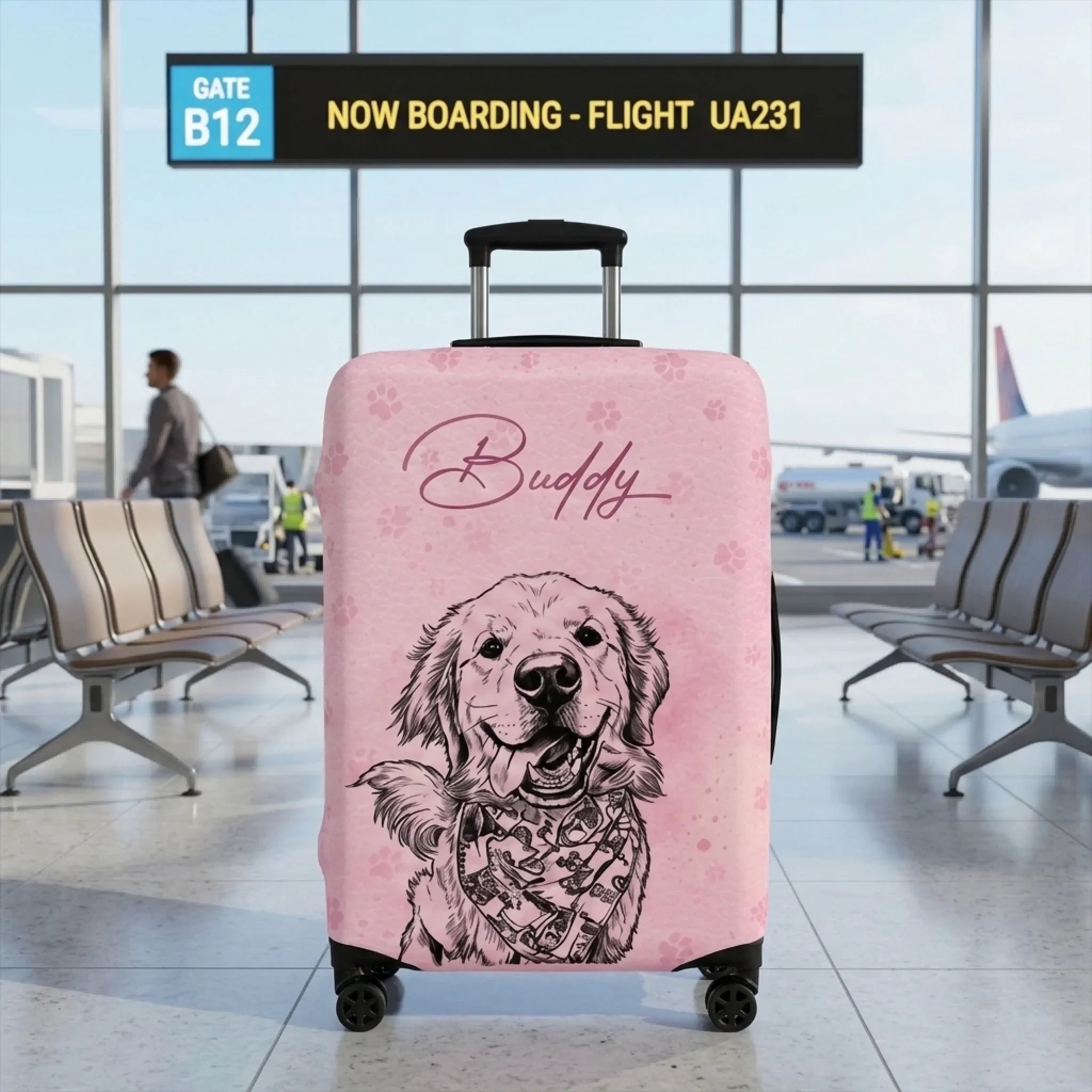 Custom Photo Luggage Cover - Personalized Summer Vacation And Travel Gifts For Dog Cat Lovers, Dog Dad And Mom, Cat Owners - My Favorite Travel Partner