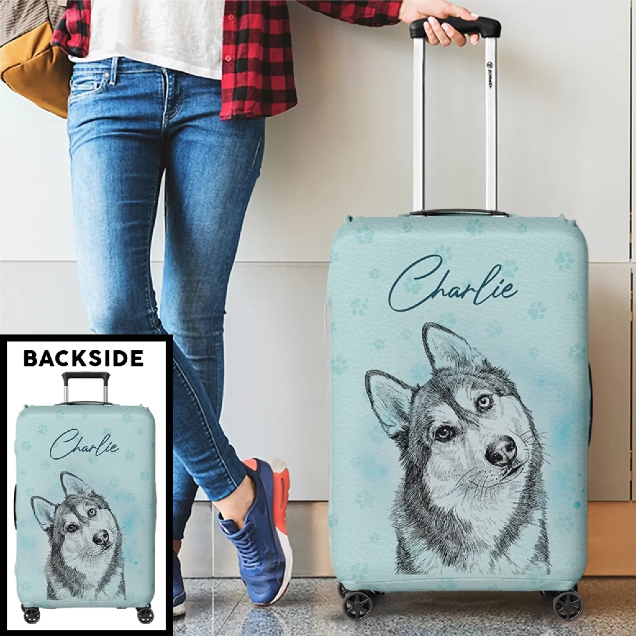 Custom Photo Luggage Cover - Personalized Summer Vacation And Travel Gifts For Dog Cat Lovers, Dog Dad And Mom, Cat Owners - My Favorite Travel Partner