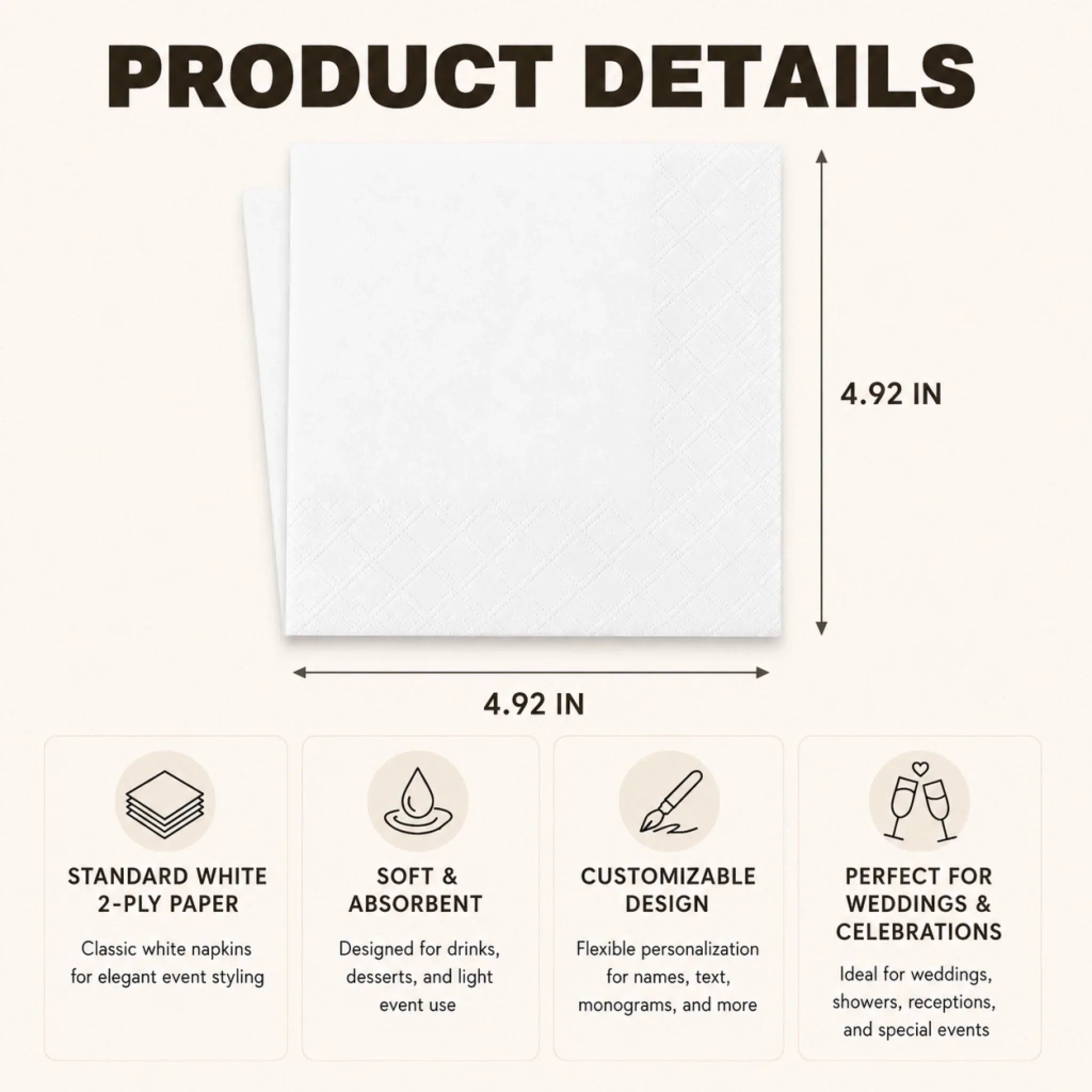 Custom Photo Cocktail Napkins - Personalized Wedding Party Favor Gifts For Guests, Adults - Toasting To Our Forever Lines