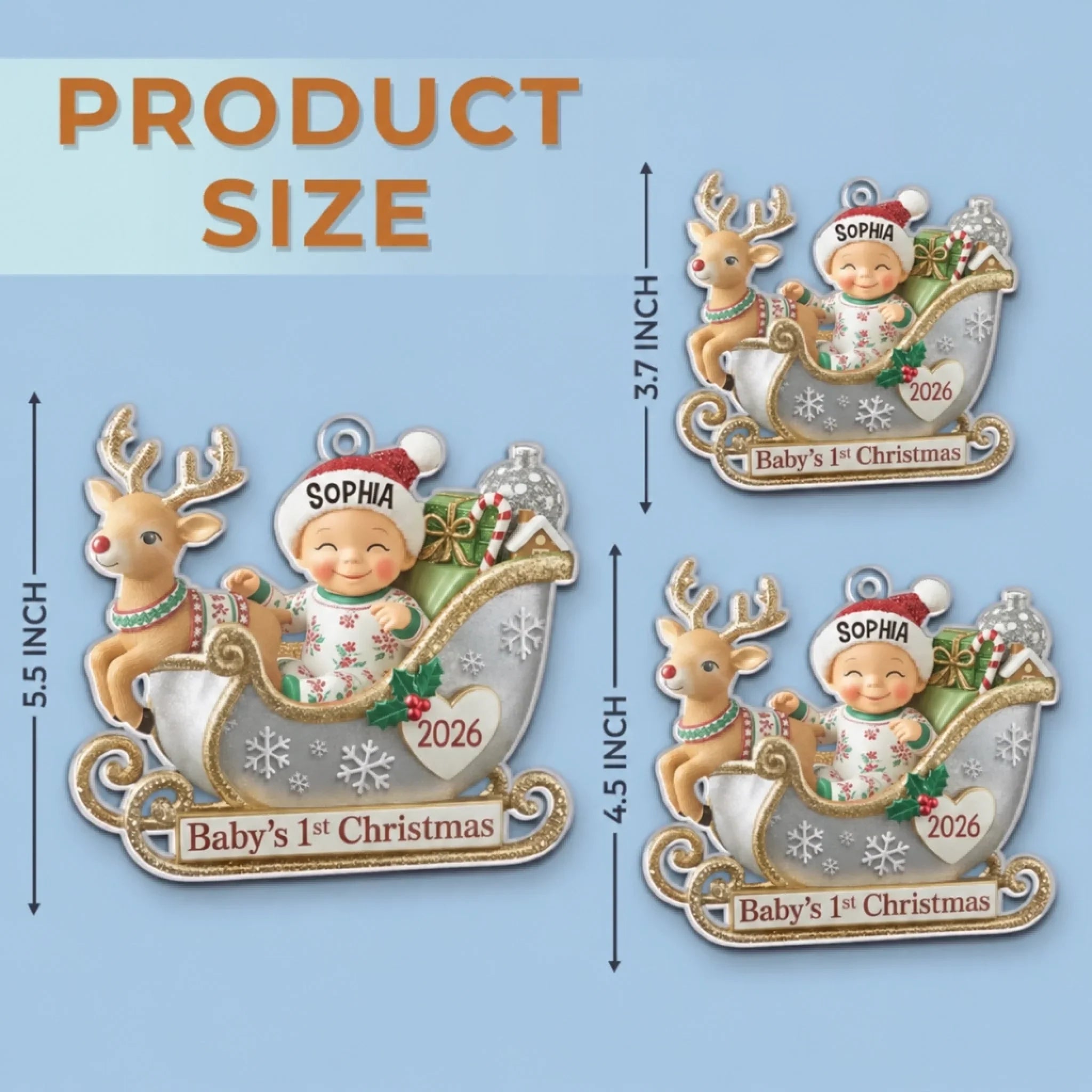 Custom Acrylic Ornament - Personalized Christmas Baby Shower, Gender Reveal Gifts For New Moms, New Dads, New Parents - Tiny Feet Big Christmas Joy