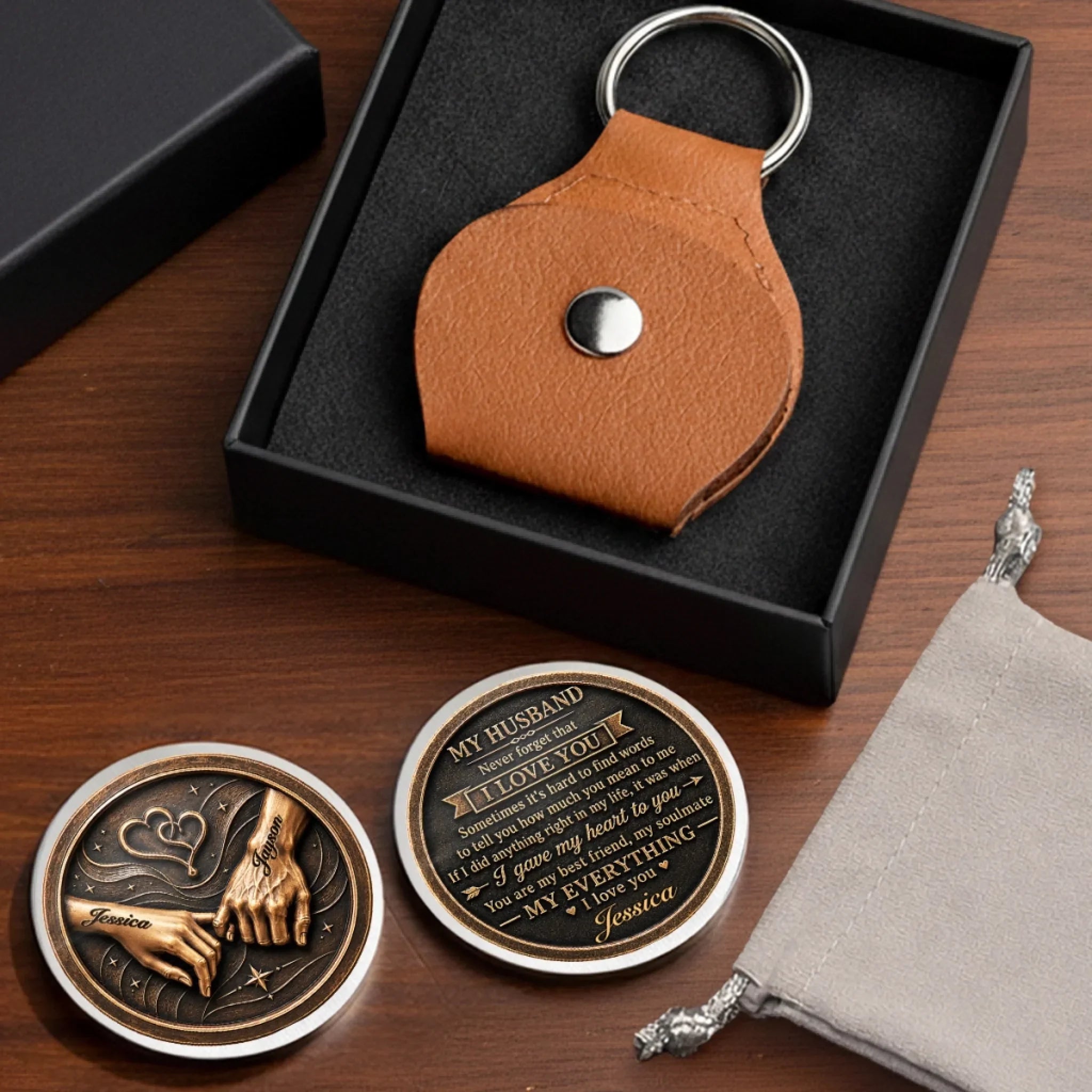 Custom Pocket Hug - Personalized Anniversary Wedding Gifts For Husband And Wife, Him And Her - A Timeless Token Of Love