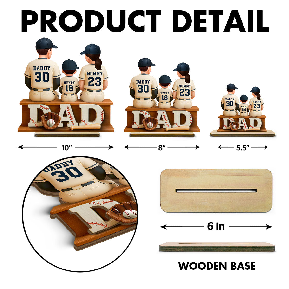 Personalized Baseball Theme Standing Wooden Plaque,  Gift for Baseball Dad, Gift for Husband