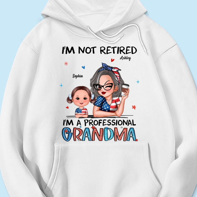 Retired Grandma Nation Flag Personalized Shirt, 4th Of July