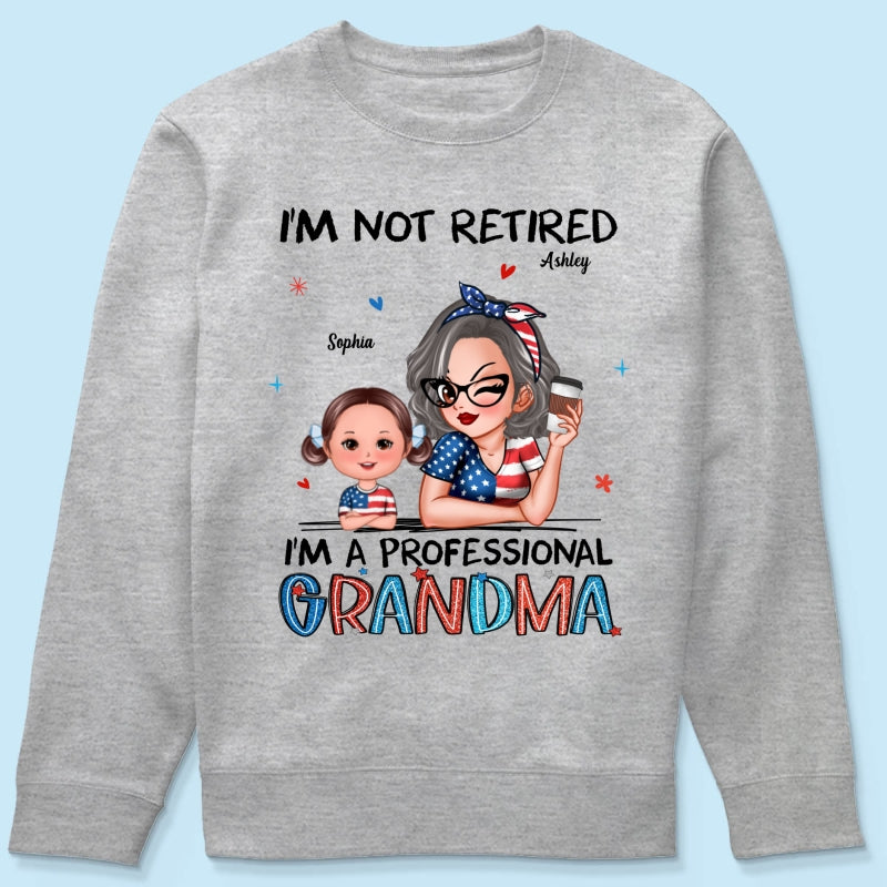 Retired Grandma Nation Flag Personalized Shirt, 4th Of July