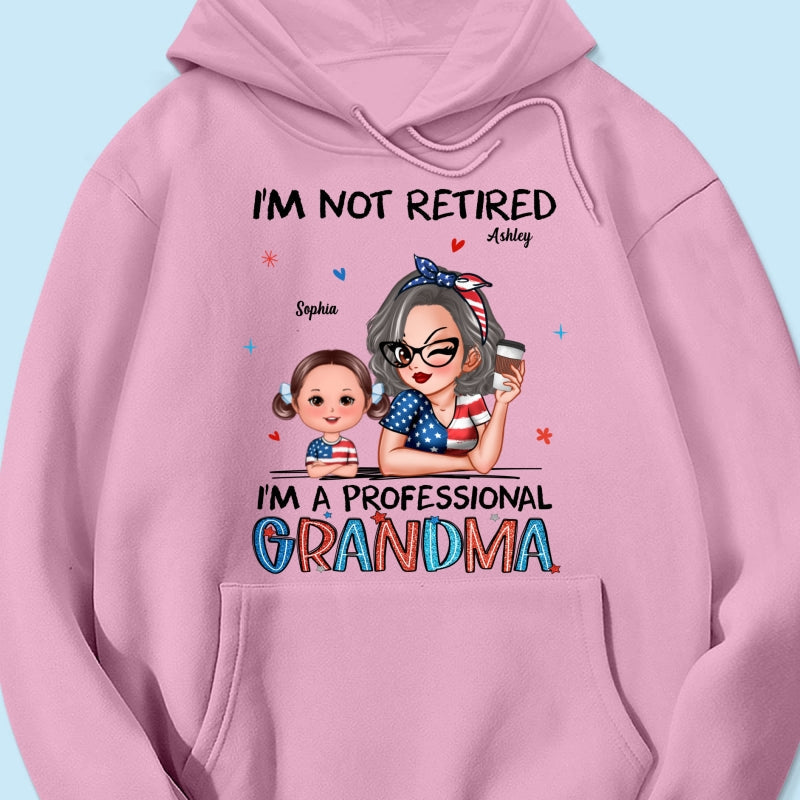 Retired Grandma Nation Flag Personalized Shirt, 4th Of July