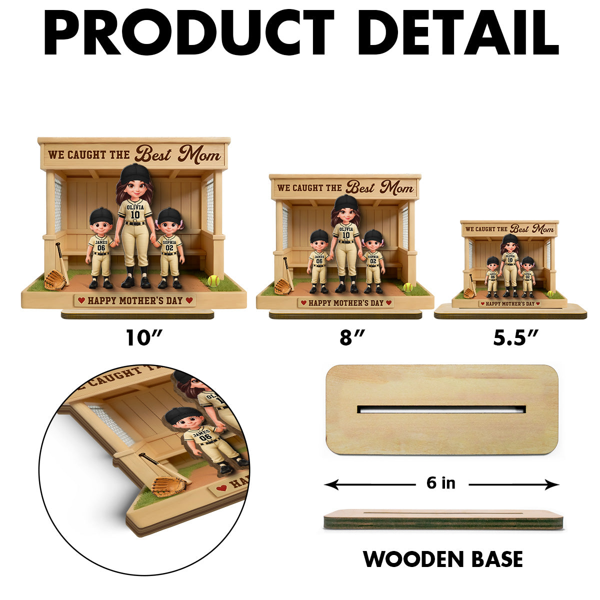 We Caught The Best Mom Softball Dugout - Personalized 2-Layered Wooden Plaque - Mother's Day Gift For Softball Mom