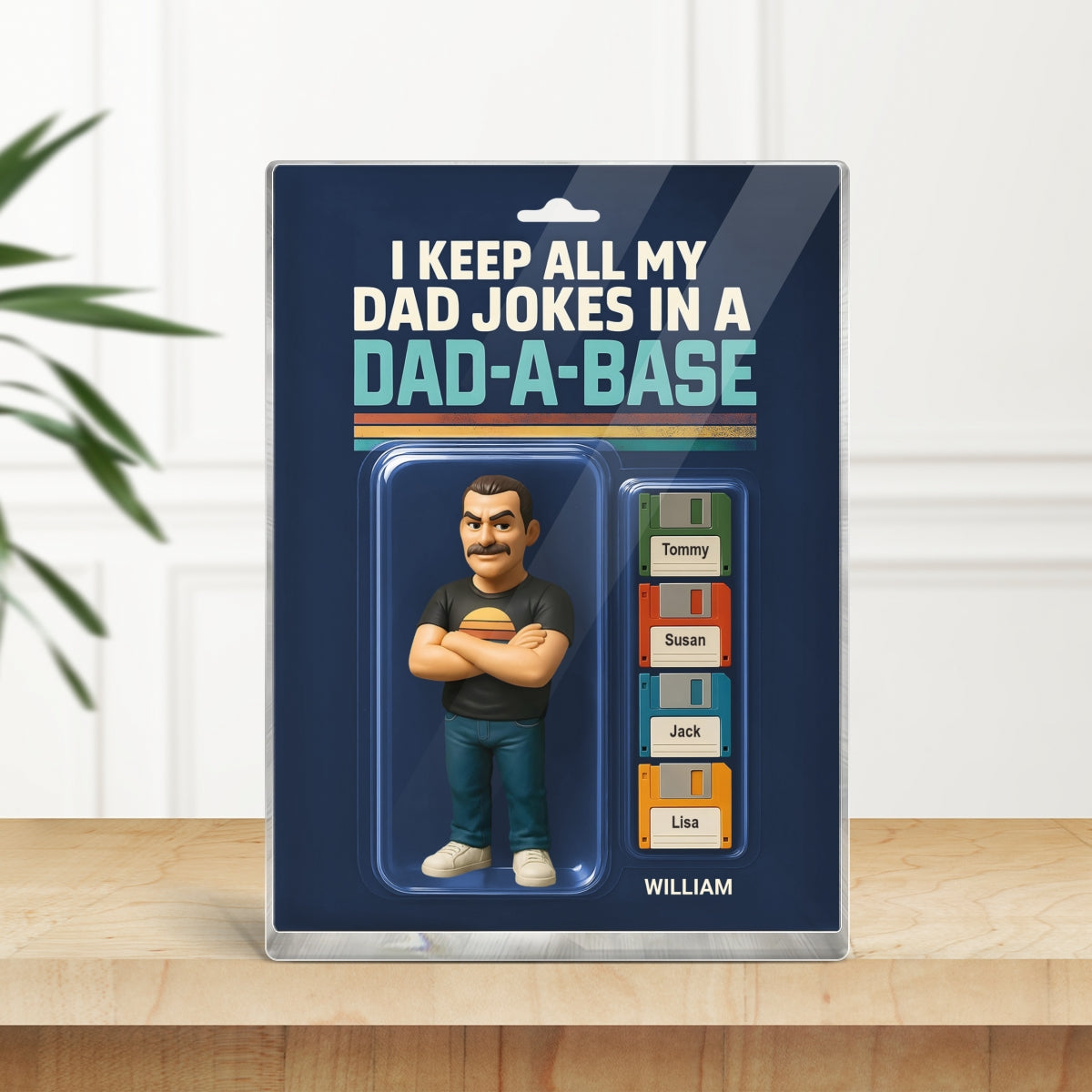 I Keep All My Dad Jokes in a Dad-a-base Custom Action Figure Personalized Acrylic Block Plaque, Funny  Gift for Dad
