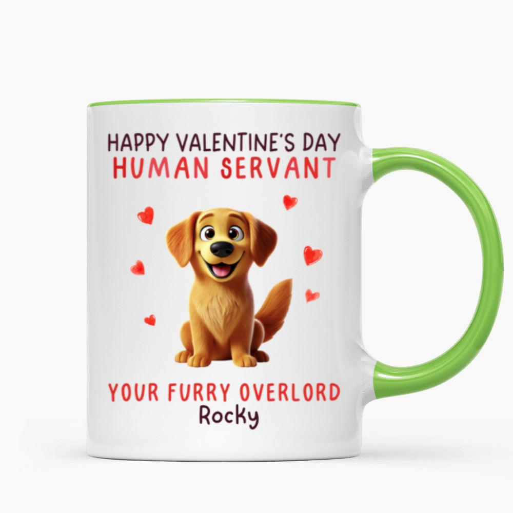 Funny Cartoon Dogs Happy  Dog Human Servant Personalized Mug, Funny Gift For Dog Lovers