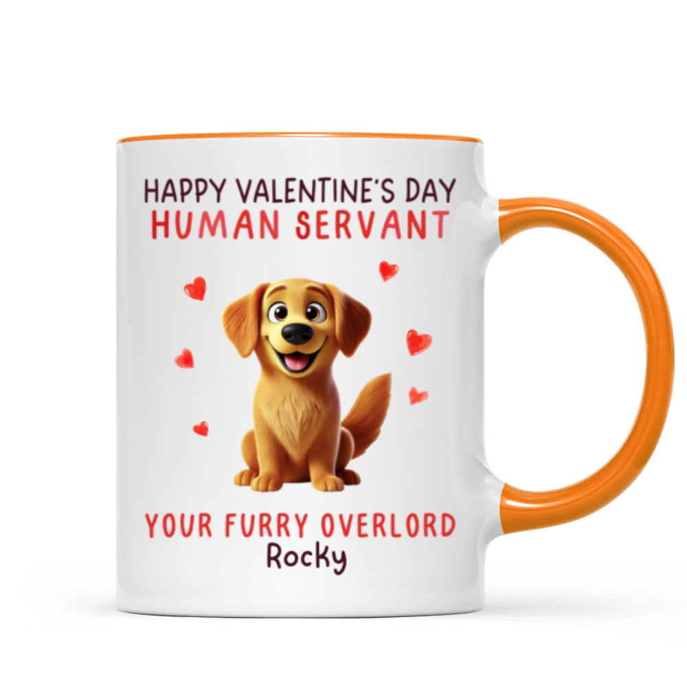 Funny Cartoon Dogs Happy  Dog Human Servant Personalized Mug, Funny Gift For Dog Lovers
