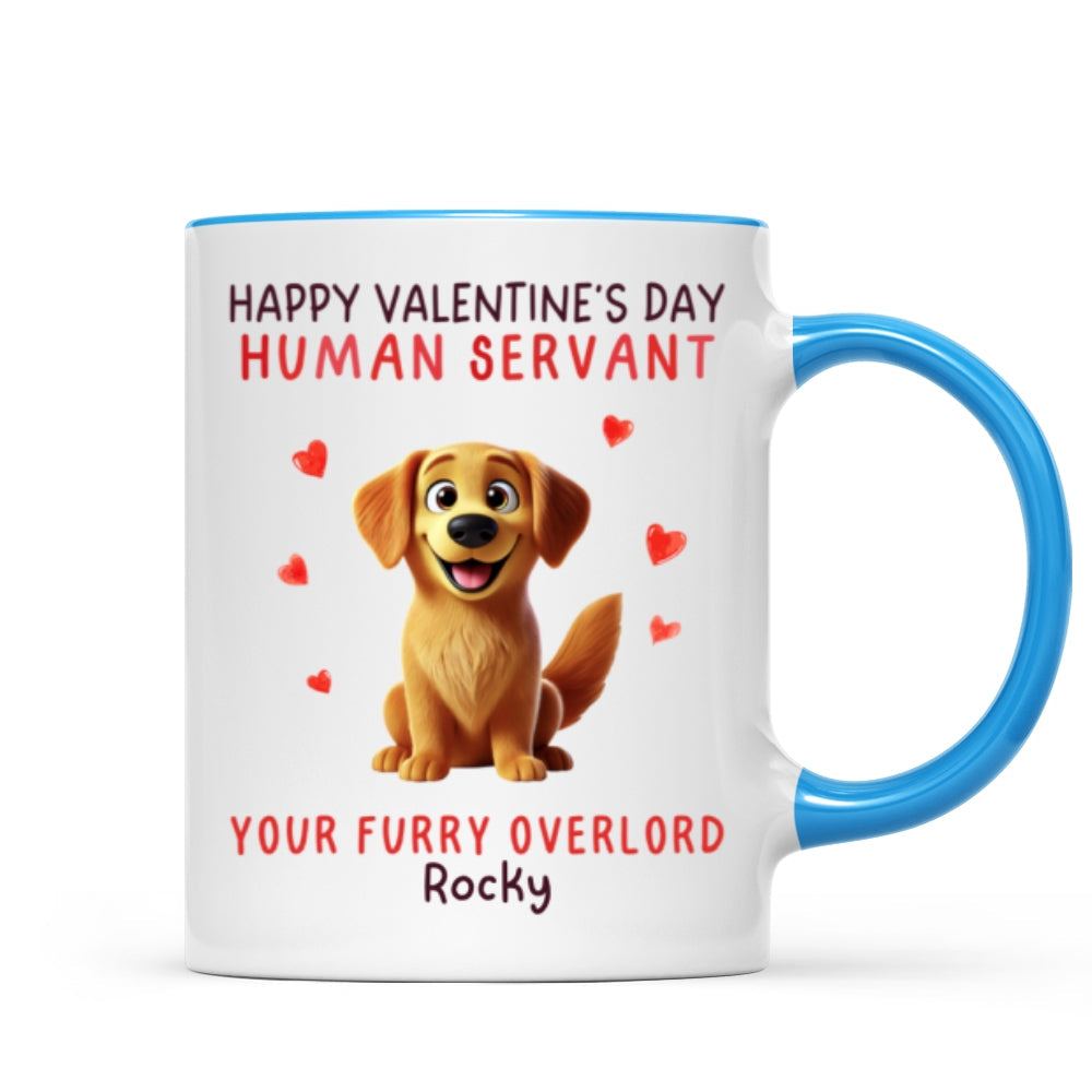Funny Cartoon Dogs Happy  Dog Human Servant Personalized Mug, Funny Gift For Dog Lovers