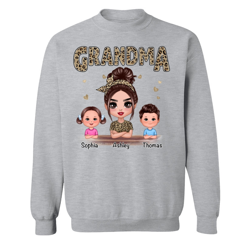 Leopard Shirt Doll Grandma Grandkids Personalized Shirt