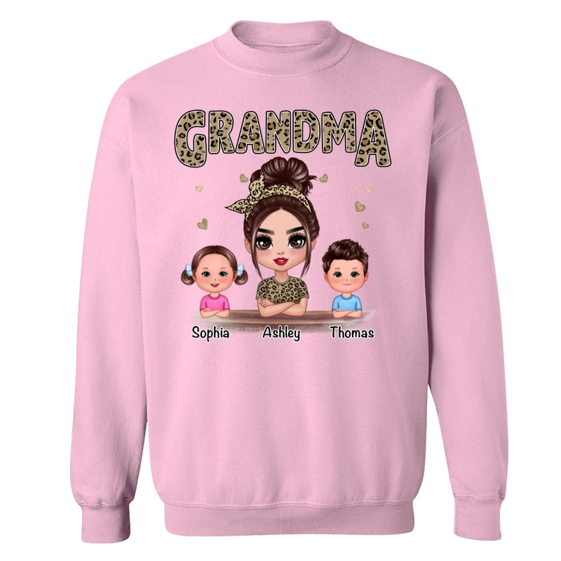 Leopard Shirt Doll Grandma Grandkids Personalized Shirt