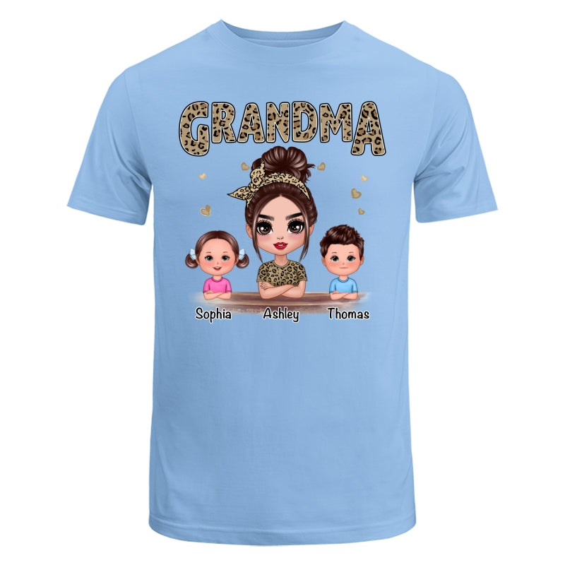 Leopard Shirt Doll Grandma Grandkids Personalized Shirt