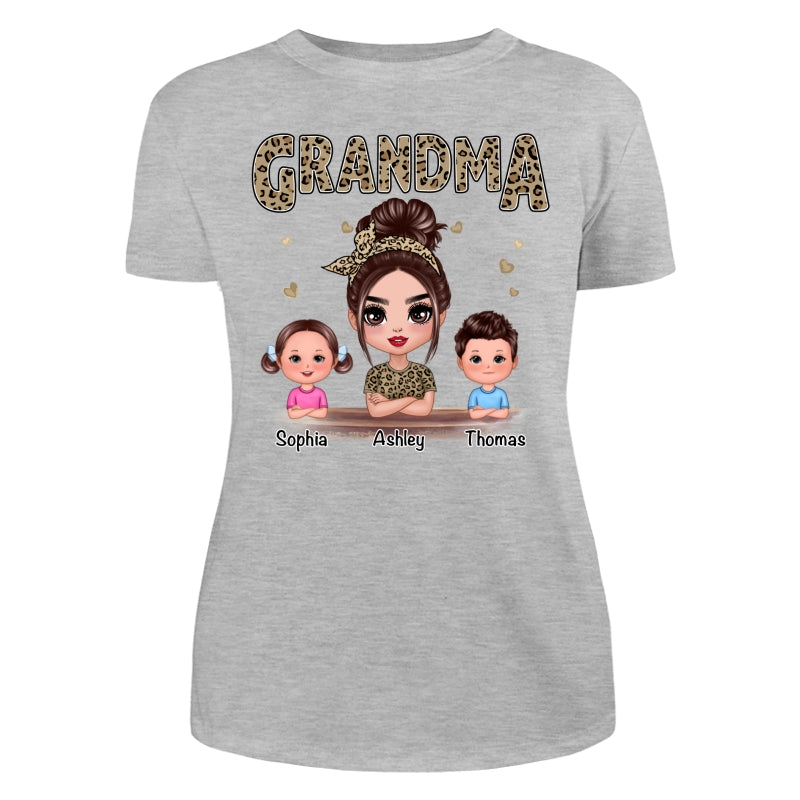 Leopard Shirt Doll Grandma Grandkids Personalized Shirt