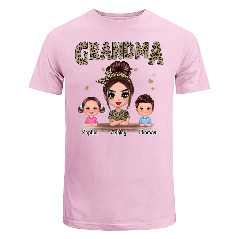 Leopard Shirt Doll Grandma Grandkids Personalized Shirt