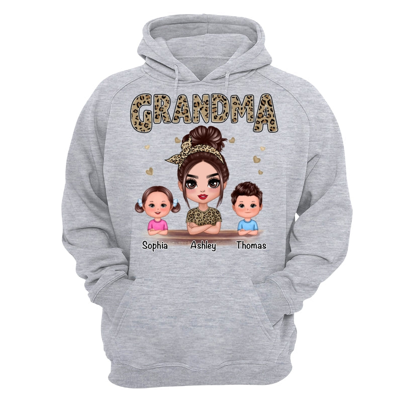 Leopard Shirt Doll Grandma Grandkids Personalized Shirt