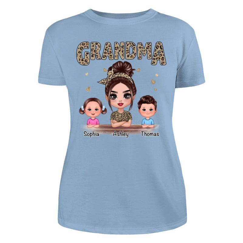 Leopard Shirt Doll Grandma Grandkids Personalized Shirt