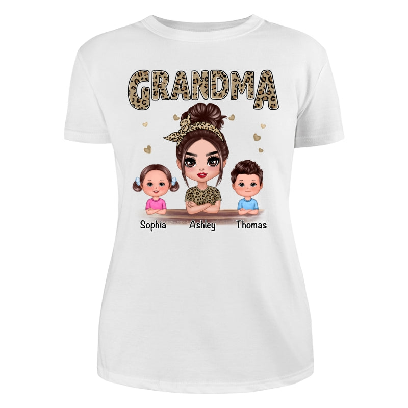 Leopard Shirt Doll Grandma Grandkids Personalized Shirt