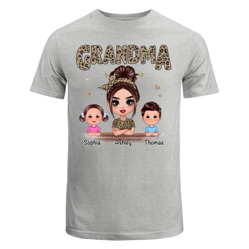 Leopard Shirt Doll Grandma Grandkids Personalized Shirt