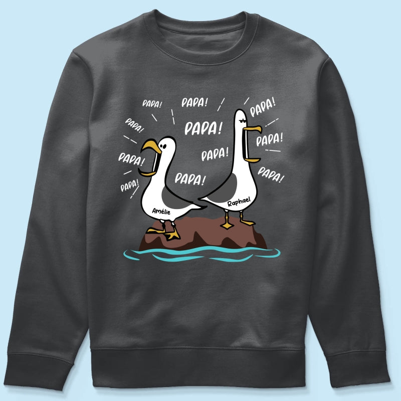 Mouettes Papa! Papa! Papa! – T-shirt Personnalis – Cadeau Rigolo pour la Fte des Pres