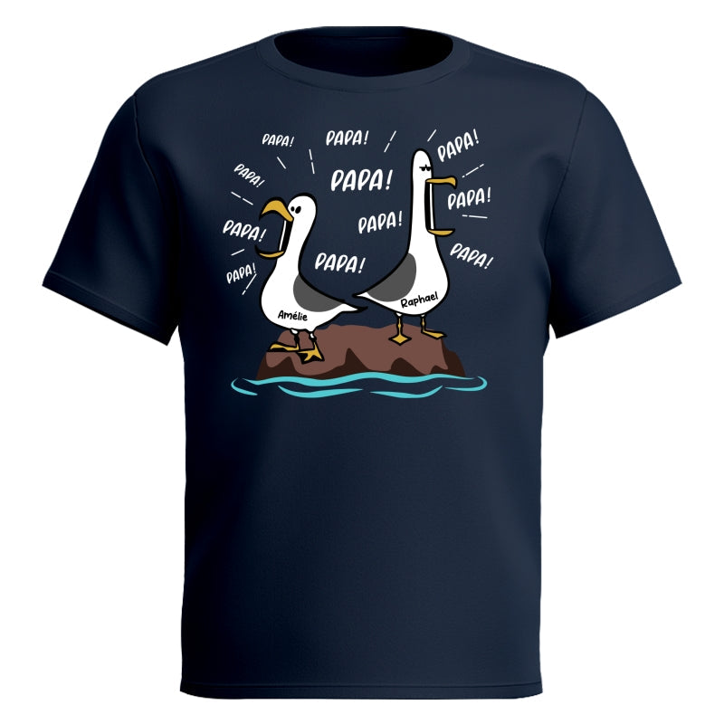 Mouettes Papa! Papa! Papa! – T-shirt Personnalis – Cadeau Rigolo pour la Fte des Pres