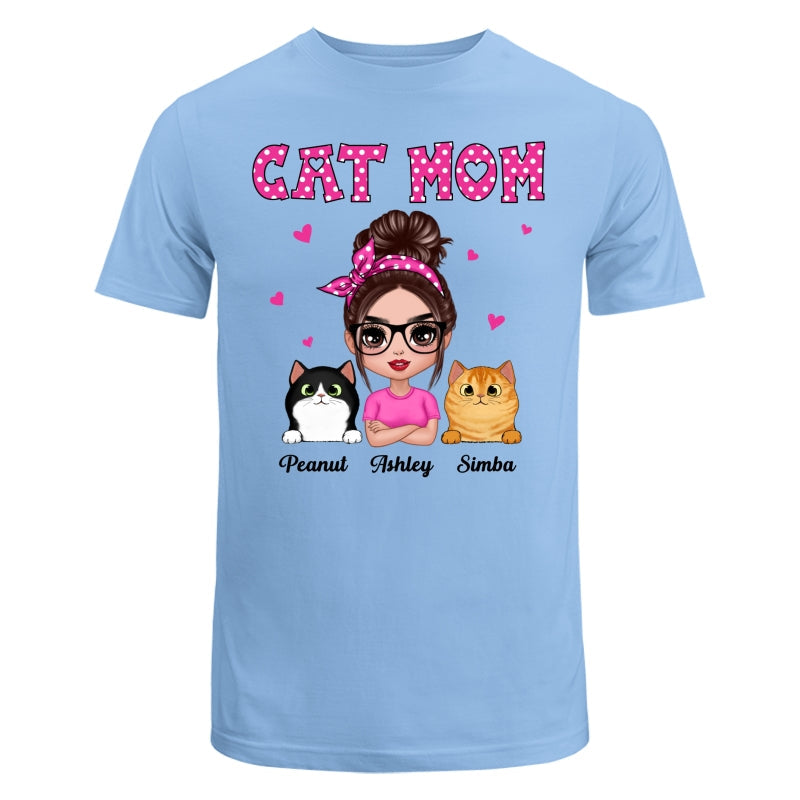Colorful Polka Dot Pattern Doll Cat Mom Personalized Shirt