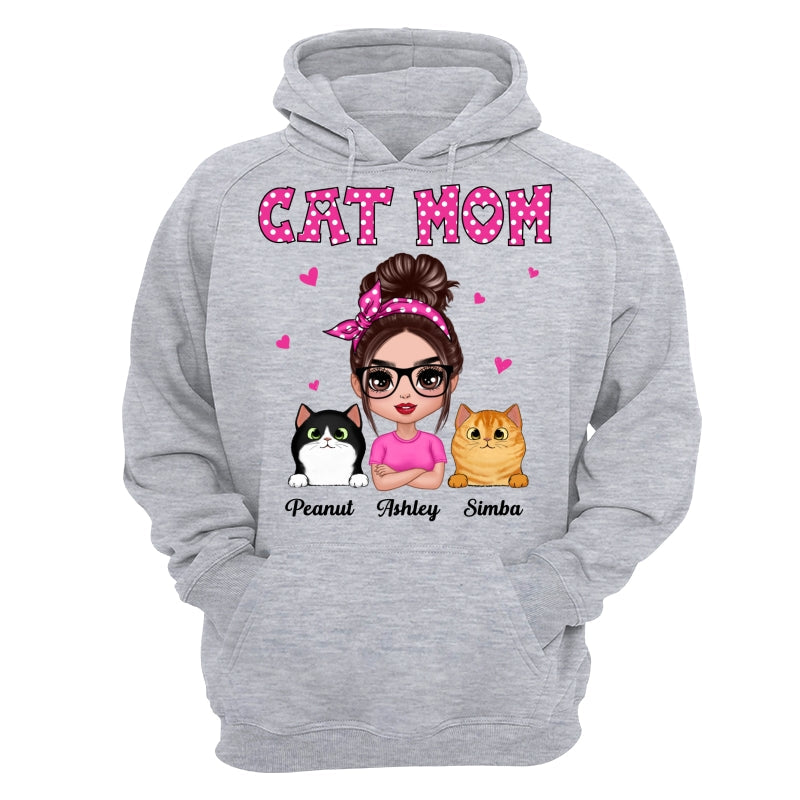 Colorful Polka Dot Pattern Doll Cat Mom Personalized Shirt