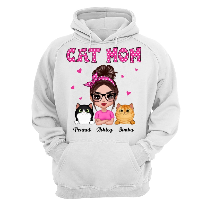 Colorful Polka Dot Pattern Doll Cat Mom Personalized Shirt