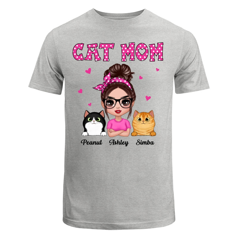 Colorful Polka Dot Pattern Doll Cat Mom Personalized Shirt