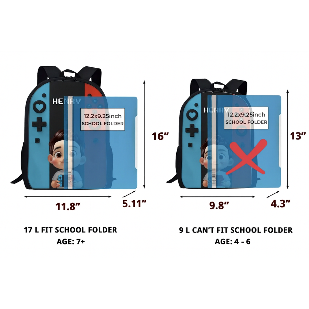 Gamer Design for Boys Girls - Personalized Backpack