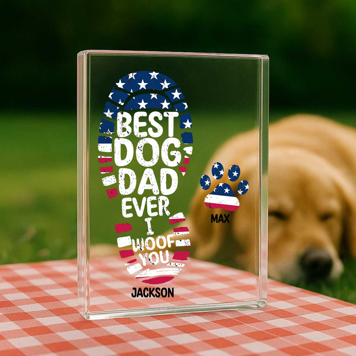 Best Dog Dad Ever We Woof You Personalized Acrylic Block Plaque,  Gift for Dog Dads