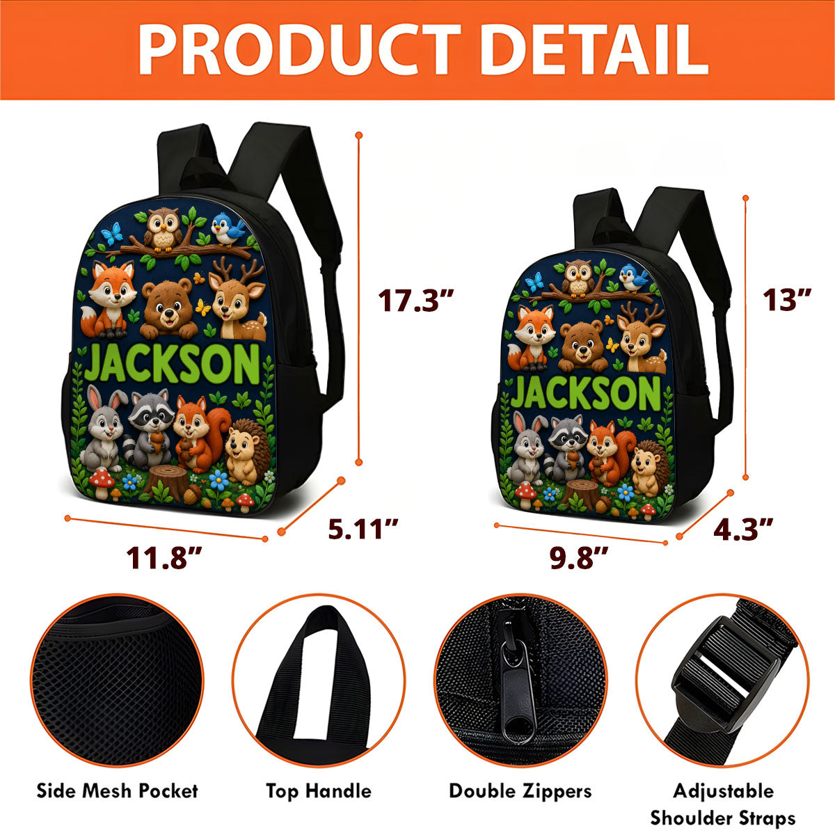 Trending Animal for Boys Girls - Personalized Backpack - Back to School Backpack for Kids