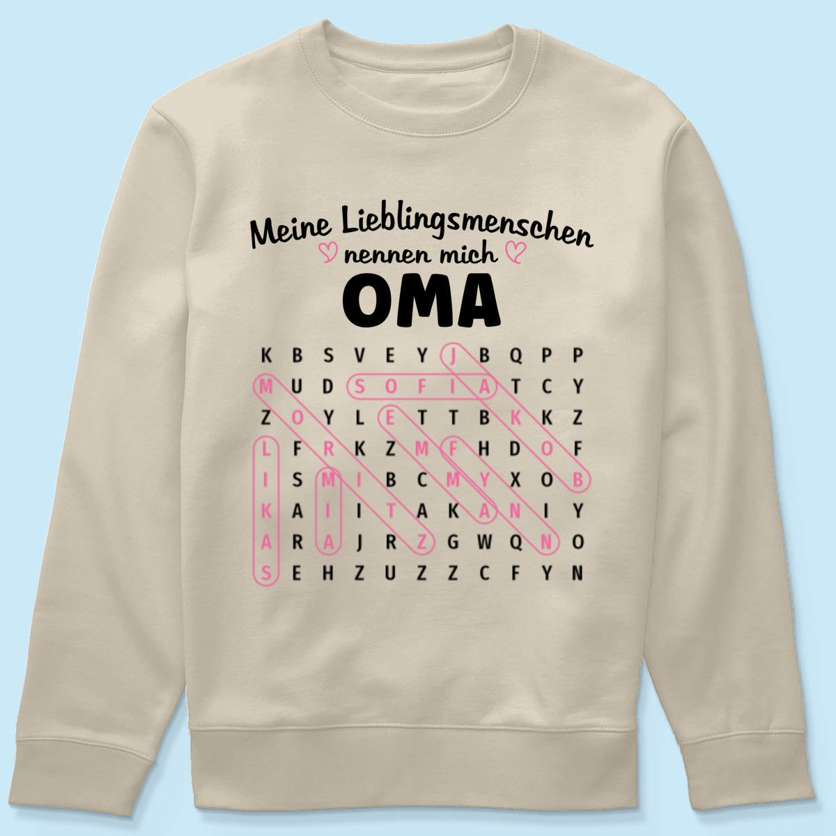 Meine Lieblingsmenschen nennen mich Oma Wortsuchrtsel – Personalisiertes Shirt – Geschenk fr Oma
