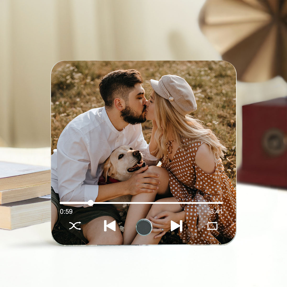 Couple Custom Photo Personalized Bluetooth Music Fridge Magnet,  Gift For Couple