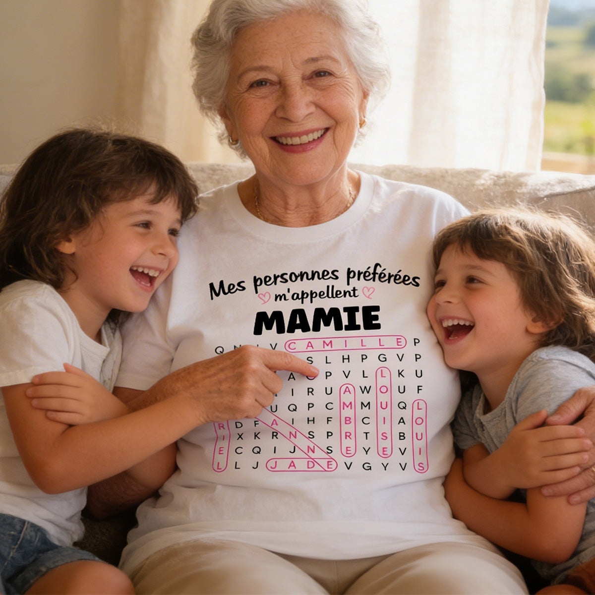 T-shirt Personnalis Mots Flchs - Mes personnes prfres m'appellent Mamie - Cadeau pour Grand-Mre