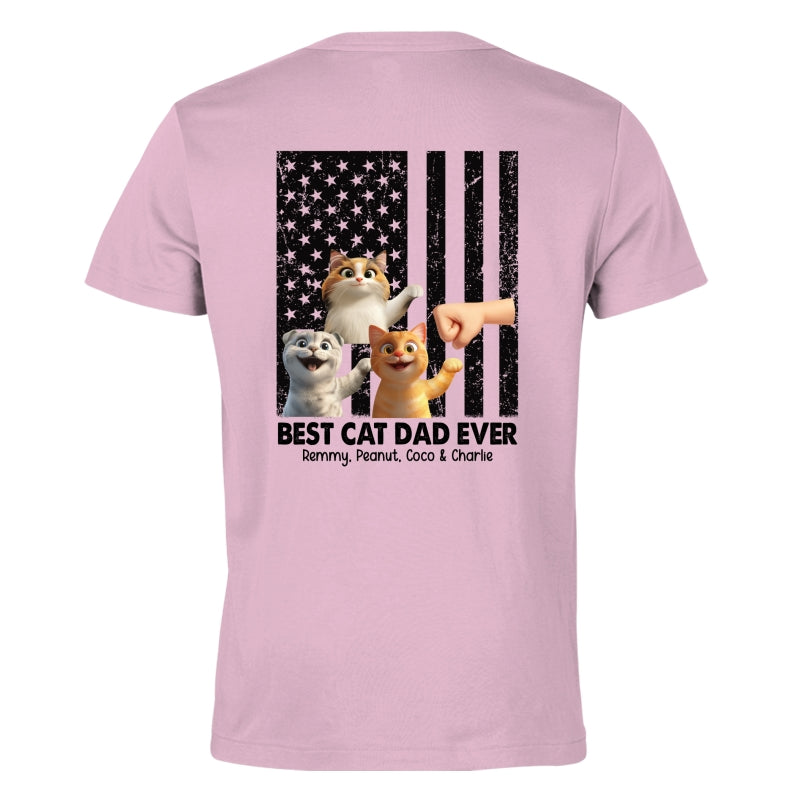 Best Cat Dad Ever Nation Flag Cute Cartoon Cat Personalized Shirt, Father's Day Gift for Cat Dads, Gift for Husband