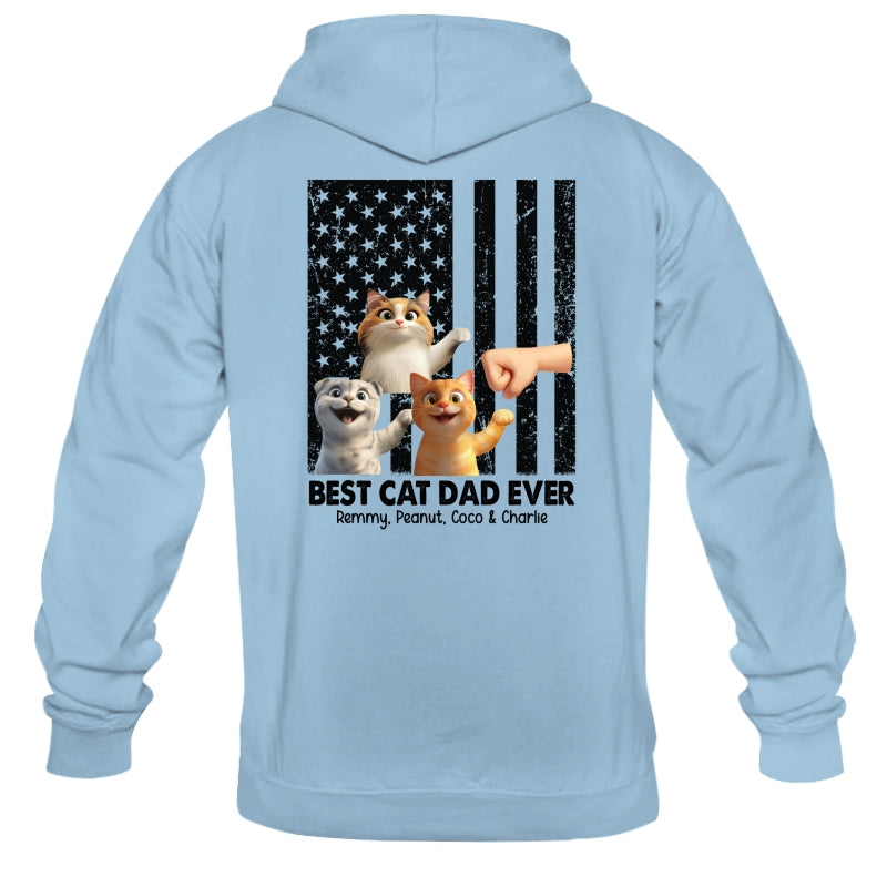 Best Cat Dad Ever Nation Flag Cute Cartoon Cat Personalized Shirt, Father's Day Gift for Cat Dads, Gift for Husband