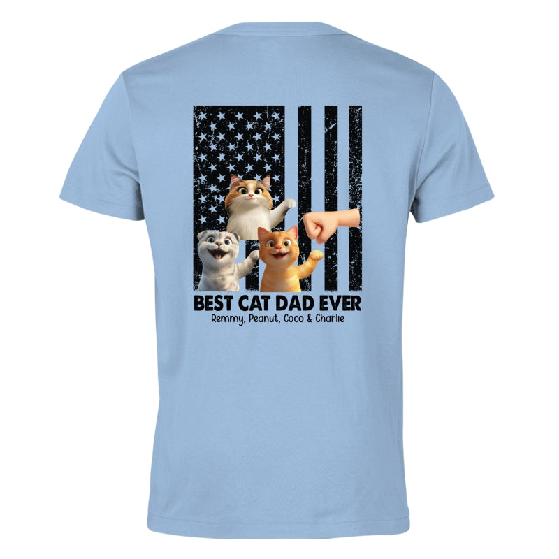 Best Cat Dad Ever Nation Flag Cute Cartoon Cat Personalized Shirt, Father's Day Gift for Cat Dads, Gift for Husband