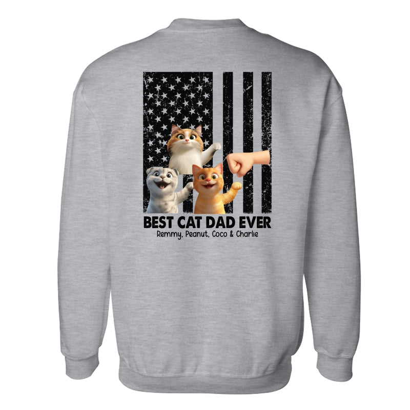 Best Cat Dad Ever Nation Flag Cute Cartoon Cat Personalized Shirt, Father's Day Gift for Cat Dads, Gift for Husband