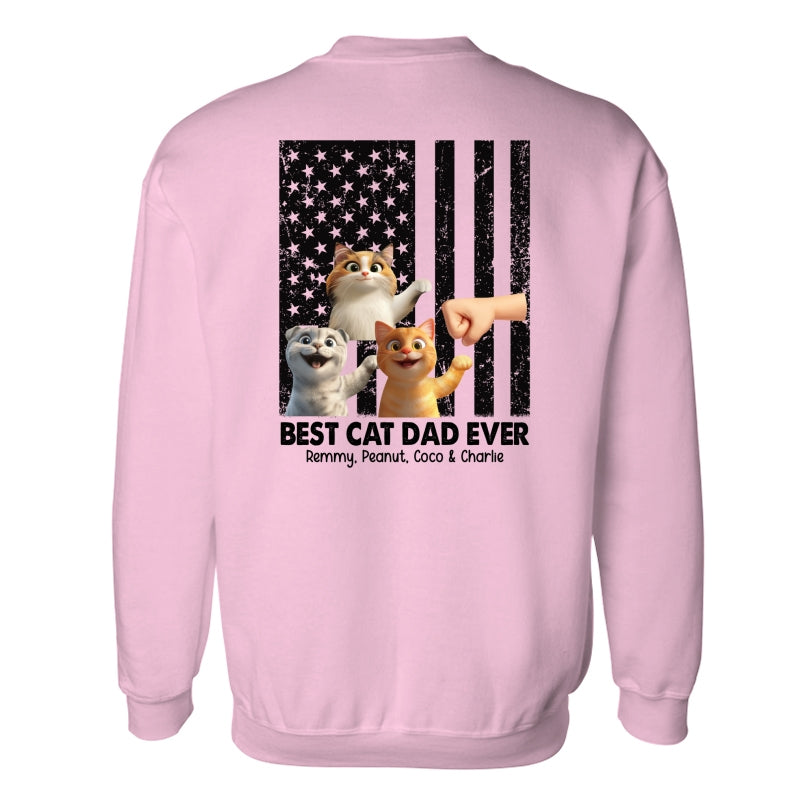 Best Cat Dad Ever Nation Flag Cute Cartoon Cat Personalized Shirt, Father's Day Gift for Cat Dads, Gift for Husband
